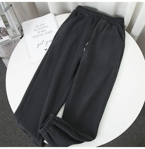 Winter Fleece Harem Pants Women Unisex Loose Wide Leg Sweatpants High Waist Drawstring Comfortable Straight Baggy Sweatpants