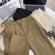 Chic Woolen Pants Women's Harem Pencil Pants 2024 Fall Winter High Waisted Casual Thick Suit Pants Office Lady Women Trousers