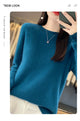 New autumn and winter 100% Merino pure color O-neck cashmere sweater women's casual knitted top pullover